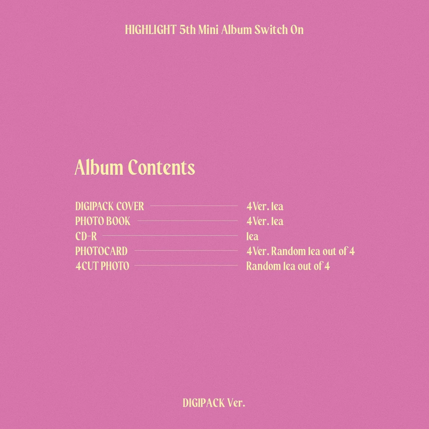 HIGHLIGHT - SWITCH ON (THE 5TH MINI ALBUM) DIGIPACK VER. - Image 6